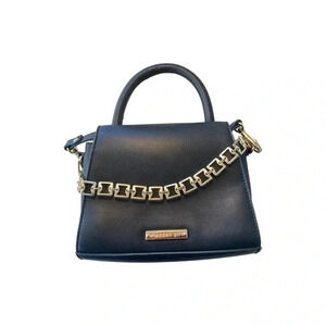 Madden Girl Black Faux Leather Chain Detail Crossbody